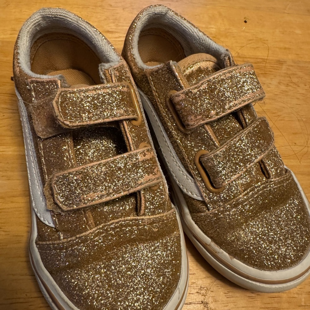 Gold Sparkly Vans (toddler size 8)